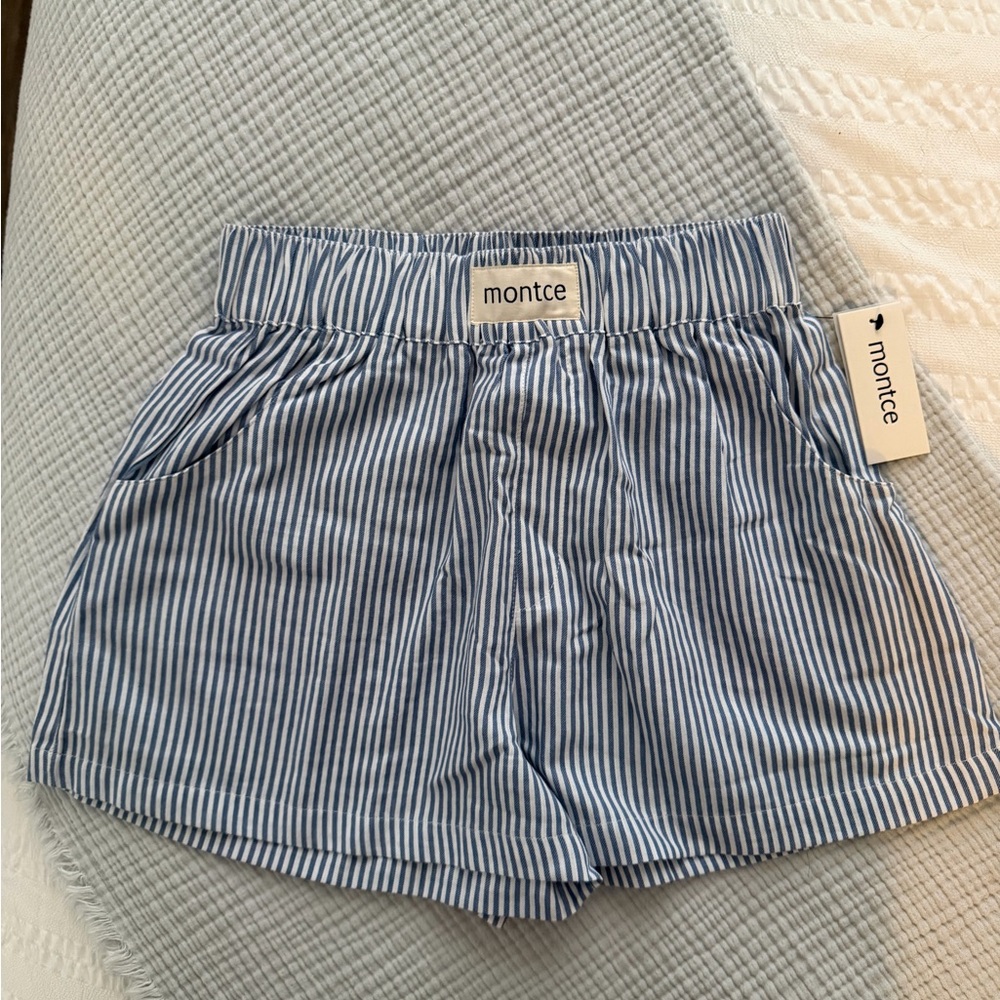 Montce Womens Blue and White Striped Shorts
